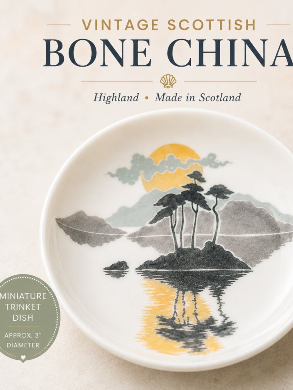 Vintage Highland Fine Bone China Trinket Dish – Made in Scotland